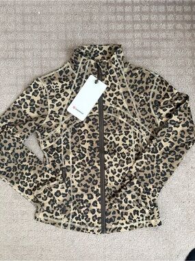 lululemon athletica Leopard Print Zip-Up Bomber Jacket - Tan & Black